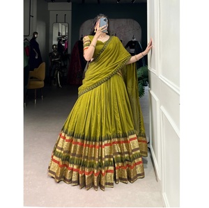 เสื้อเบลาส์ผ้าทอจากผ้าลายแถบผ้าสากรรมดารีแบบเรียบดูมัตตาสำหรับ navratri โดยการส่งออก - Product Image 1