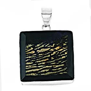 Pendentif carré en onyx noir en argent 925 plaqué or rose et platine fait main, bijoux de mode pour femmes - Product Image 3