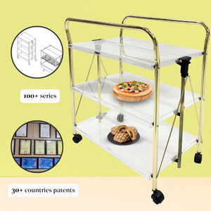 Chariot utilitaire de service de bar en acrylique multi-usages au design moderne avec roues pour les repas et la cuisine pour les hôtels - Product Image 3