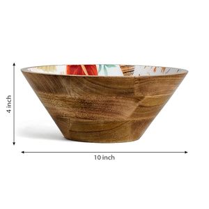 Cuenco de madera impreso personalizado, cuenco para servir sopa esmaltado seguro para alimentos para Hotel, restaurante, utensilios de cocina decorativos para fiestas - Product Image 5