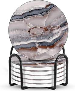 Ensemble de 4 sous-verres en bois de résine, polis, de formes variées, design moderne, écologiques, personnalisables, pour bar, cuisine, maison, fête de déménagement, anniversaire - Product Image 1