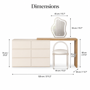<strong>Dressing</strong> <strong>Table</strong> with Mirror Dresser for Bedroom Wood 6 Drawer Dresser for Bedroom <strong>Corner</strong> Makeup Vanity - Product Image 4