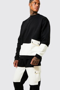 Chándal de lana de algodón de alta calidad para hombre, conjuntos de Jogger hechos a medida, chándal de bloque de color, chándal de talla grande de dos piezas para invierno - Product Image 3