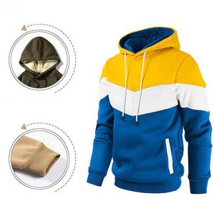 Vêtement de sport d'hiver pour homme, haut à capuche, impression numérique, design patchwork, tissu en molleton 100% coton, service OEM, respirant - Product Image 4
