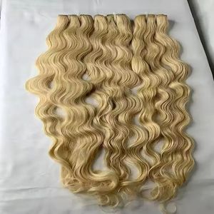 Extensiones de cabello humano ondulado Rubio de alta calidad, máquina de trama doble con cierre, venta al por mayor de proveedores indios - Product Image 1