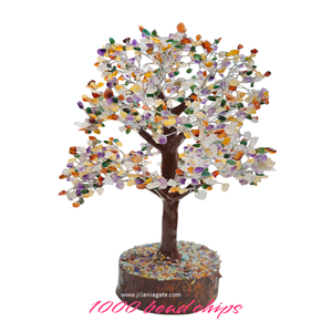 Premium fait à la main 1000-Chip Agate sept Chakra pierre Figurine multi-Chakra fil d'or arbre Feng Shui pierre semi-précieuse artisanat - Product Image 3