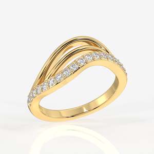 แหวนทอง 9k ดีไซน์หรูหรา ประดับเพชรโมอิสซาไนต์ลายคลื่น - Product Image 2