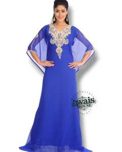 Kaftan Traditionnel Musulman pour Femmes Grande Taille en Chiffon et Polyester Perlé à la Main, Manches Longues, Col Haut, Léger - Product Image 1