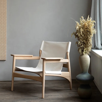 Chaise longue contemporaine en bois massif Fauteuil simple en cuir synthétique pour salon, balcon, hôtel et zone de loisirs