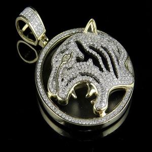 Pendentif personnalisé en argent S925 plaqué or rose avec moissanite tête de tigre 1,65 CT, glacé, hip hop, pour homme - Product Image 1