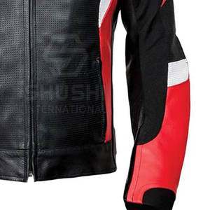 Chaqueta de carreras de Cardura personalizada, chaqueta de moto de invierno para hombre con logotipo frontal de cuello levantado de cuero genuino, transpirable, ecológica - Product Image 5