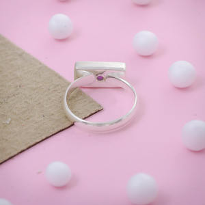 925พลอยอเมทิสทรงสี่เหลี่ยมผืนผ้าแหวนเงินสเตอร์ลิงใส่ได้ทุกวันเครื่องประดับสวยงาม - Product Image 4