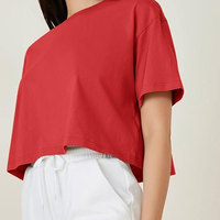 Conjunto de ropa de verano de moda para mujer, top corto con cuello redondo y manga corta.