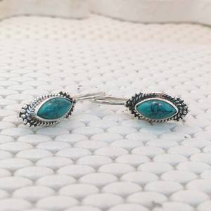 Wholesale 925 Sterling <b>Silver</b> Earrings with Turquoise Cab Gemstone Popular Design for Gift - Product Image 6