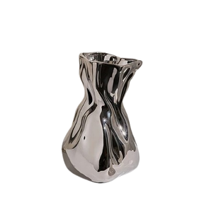Table Top Décor Fleur En Métal Vase Nouvelle Arrivée Argent Craquelé Fête De Mariage Argent Craquelé En Métal Fleur Vase Salon - Product Image 1