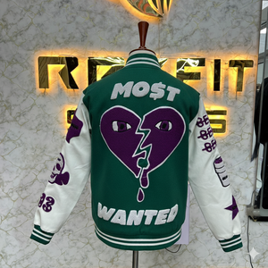 Chaqueta de hombre de lana y seda bordada de alta calidad con etiqueta personalizada con cierre de botón cubierto chaquetas versity chaquetas Lettermen - Product Image 4