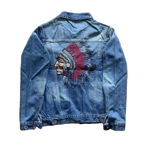 แจ็คเก็ตยีนส์ผู้ชายสไตล์วินเทจลำลองสำหรับฤดูหนาว  ปักลายสีน้ำเงิน  ทรงโอเวอร์ไซส์  กระดุมแบบฮิปฮอปพังก์  เป็นมิตรกับสิ่งแวดล้อม - Product Image 3