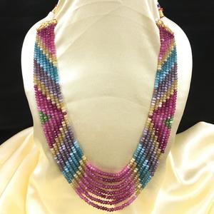 สร้อยคอลูกปัด7เส้นสำหรับผู้หญิงและเด็กผู้หญิง, สร้อยคอพลอยสามสี - Product Image 1