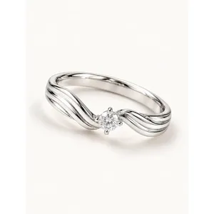 Rose <b>Gold</b> Plated Aurielle Wave Solitaire <b>Ring</b> Romantic Claw-<b>Set</b> Gemstone Jewelry - Product Image 1