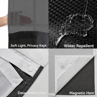 Rideau de douche gaufré double couche en polyester imperméable et résistant à la moisissure avec grandes œillets pour fenêtre de salle de bain