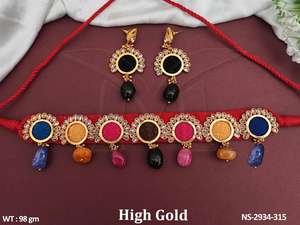 Conjuntos de collares antiguos de joyería de moda de oro alto cm y 98gm conjunto de joyería de boda disponible en cantidad a granel - Product Image 5