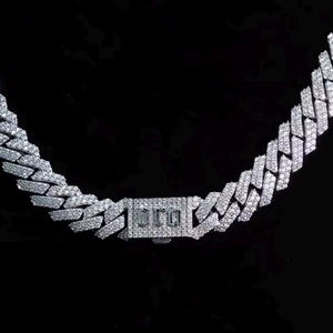 Chaîne à maillons cubains Moissanite plaquée rhodium 15mm, cadeau de mariage pour hommes, bijoux glacés style Hip Hop en argent sterling 925 - Product Image 6