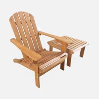 Chaise de loisirs pliable en bois de teck, mobilier de jardin avec Table d'appoint polyvalente et repose-pied