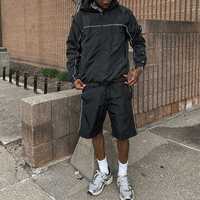 Ensemble de shorts en nylon streetwear pour homme, veste coupe-vent légère à fermeture éclair et short de sport, ensemble de survêtement 2 pièces