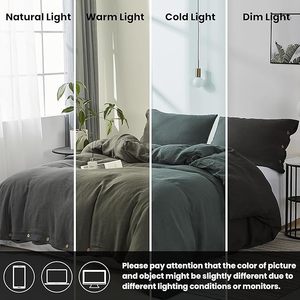 ชุดปลอกผ้านวมผ้าฝ้าย100% 3ชิ้นผ้าลินินสีธรรมชาติฝรั่งเศสผ้าปูที่นอนนุ่มระบายอากาศได้ดีมีกระดุมมะพร้าวสำหรับงานแต่งงานและโรงพยาบาล - Product Image 5