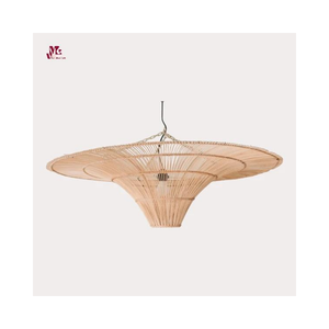 Candelabros colgantes LED para decoración del hogar con sombra de ratán redonda personalizados modernos más vendidos, luces de techo tejidas con cuerda natural - Product Image 1