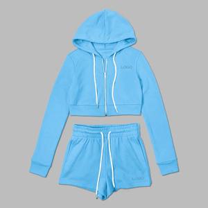 Ensemble de survêtement pour femmes en deux pièces, sweat-shirt court personnalisé, survêtement de sport pour femmes, jogging, survêtement d'été, vêtements pour femmes - Product Image 2