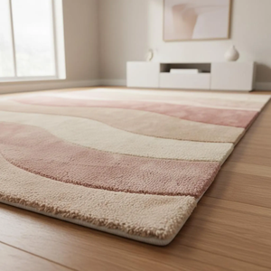 Abstract Pastel Modern Area <b>Rug</b> with Flowing Wave and Wavy Stripe Design | Living Room Carpet Non Slip Carpet - Product Image 3