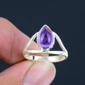 Anillo de piedras preciosas de amatista, joyería para mujer, joyería de estilo bohemio de Plata de Ley 925, anillo hecho a mano de tendencia, regalo para ella - Product Image 4