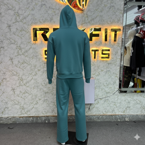 Logo de broderie Stich personnalisé Long cordon de serrage unisexe français éponge fermeture éclair survêtements disponibles en différentes couleurs - Product Image 2