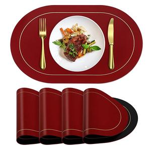 Napperons en cuir de haute qualité nouveau design forme ronde Napperons en cuir bleu profond pour prix de gros - Product Image 3