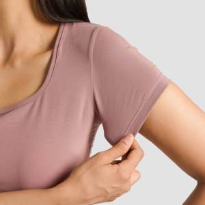 Dusty Pink Y2K Woman <b>Top</b> Slim Fit Short Length Knitted Cotton Lightweight Breathable Fabric Bow Collar Hole Letter Decoration - Product Image 6