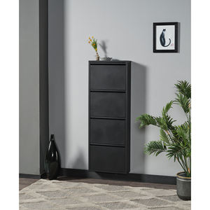 Zapatero Moderno ALVEON de 4 Niveles, Acero Inoxidable con Superficie Texturizada de PEI, Montaje en Pared, Capacidad para 14-19 Pares, para Almacenamiento en Interiores y Exteriores - Product Image 1