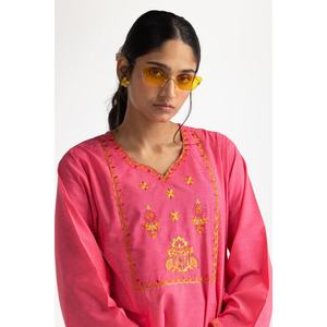 Conjunto Coordinado KST-43026 para Uso Diario, Top Bordado de Papel y Algodón con Pantalones Cortos, Talla XXS, Manga Tres Cuartos, Traje de Dos Piezas, Elegante - Product Image 5