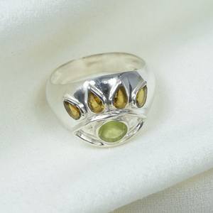 Anillo de Plata de Ley con Peridoto, Joyería Hecha a Mano con Múltiples Piedras Preciosas, Elegante Anillo de Declaración, Regalo para Mujer - Product Image 6