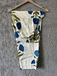 Traje de noche de algodón con estampado de flores azules de lujo para mujer Pijamas de manga larga Ropa de descanso de lujo suave Conjuntos PJ de talla grande Sexy Floral - Product Image 3