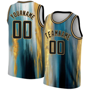 Nouveau personnalisé dégradé basket-ball Jersey chemise mode couleur Graffiti 3D imprimé respirant débardeurs hommes été Sport gilet - Product Image 3