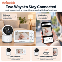 Monitor Bayi Video dengan Layar Orang Tua 5 Inci 720P, Tampilan Lokal, Akses Aplikasi Tuya, dan Perekaman TF 128GB untuk Perawatan Bayi