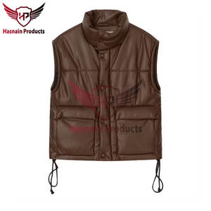 Chaleco de piel de vaca auténtica marrón Vintage para hombre y mujer, chaleco de invierno con patrón 3D cálido de tamaño personalizado, informal transpirable para seguridad - Product Image 5