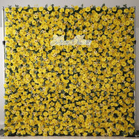 Toile de fond personnalisée 3D enroulable pour mur de fleurs artificielles en soie de chrysanthème jaune
