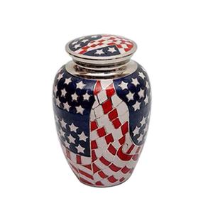 ที่ใส่เถ้ากระดูกอะลูมิเนียมแบบนูนลายธงชาติอเมริกันเป็นมิตรต่อสิ่งแวดล้อมสำหรับงานศพผู้ใหญ่พร้อมดีไซน์ที่ปรับแต่งได้ - Product Image 1
