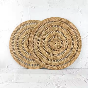 Manteles individuales de yute redondos de ratán Natural de alta calidad, colección de bodas bordadas, técnicas tejidas para uso doméstico, venta directa al por mayor de India - Product Image 3