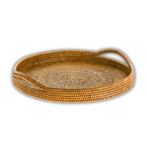 Meilleure vente panier/plateau en rotin en osier rond naturel panier de rangement pour plateau en rotin fait à la main plateau rustique pour cuisine et salle à manger - Product Image 1