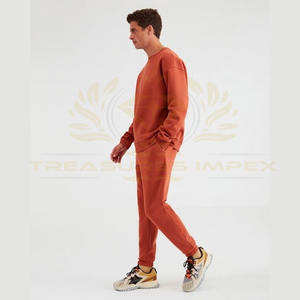 Survêtement en coton de haute qualité pour hommes avec col rond et poches plaquées Logo personnalisé Ensemble de sweat Poids lourd Prix - Product Image 3