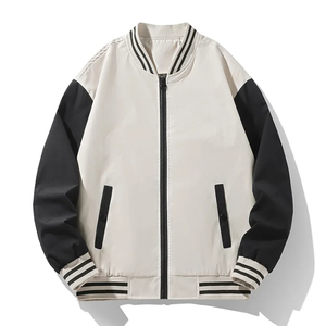 Venta al por mayor de chaquetas Varsity de los hombres por encargo del cuello soporte de teñido liso logotipo personalizado de lana de los hombres Varsity chaqueta para hombres - Product Image 2