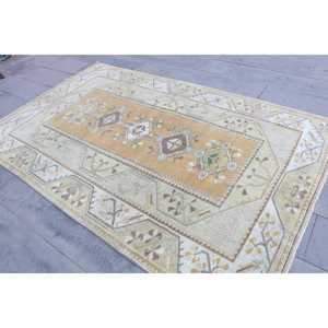 5.3x8.5 ft Rug, Turkish Vintage Rug, <b>Brown</b> <b>Wool</b> Rug - Product Image 2